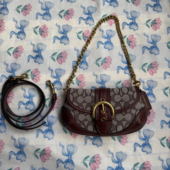 Coach Handbags - Coach Signature Canvas and Leather Shoulder Bag in Brown